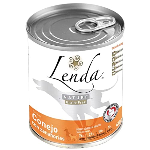 Lenda Alimentacion Completa Para Perros y Gatos, Nature Grain-Free, Comida húmeda para perros, Conejo con Zanahorias, 400 gr