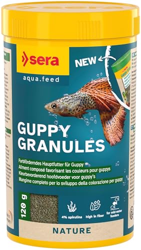 Sera Guppy Gran Alimento de Plantas o pienso Vegetal para Peces, granulado Blando de Lento hundimiento para Guppy, Espada, Platy, Molly y pez Mariposa