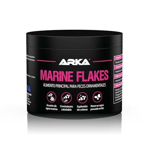 Escamas para Peces Marinos – ARKA Marine Flakes 50 g / 500 ml – alimento Principal prensado en frío – Mejora Color, Crecimiento y Salud – Altamente digerible – Ideal para acuarios de Agua Salada