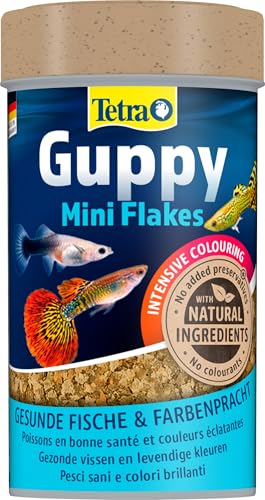 Tetra Guppy Colour Mini Flakes - alimento en forma finas escamas para todos los guppys para una dieta equilibrada y rica en nutrientes, lata de 100 ml