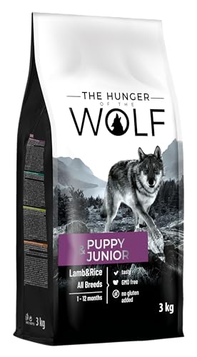 The Hunger of the Wolf Alimento seco para cachorros y animales jóvenes de todas las razas, fórmula delicada con cordero y arroz- 3 kg