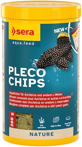 Sera pleco Chips 1 L (380 g) | alimento Principal para ancistrus y loricáridos | Chips Que se Hunden rápidamente para siluriformes raspadores y succionadores | con Fibras para una digestión Sana