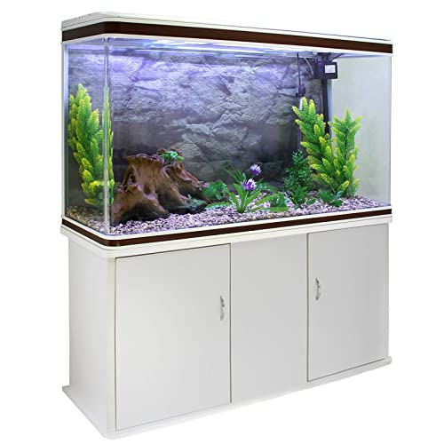 MonsterShop - Pecera Acuario Completo de 300L con Mueble Inferior Blanco 300W & Kit Iniciación