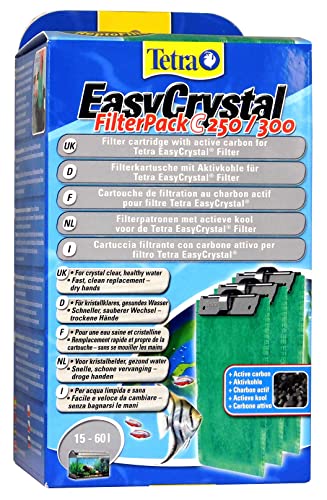 Tetra EasyCrystal Filter Pack C250/300 material filtrante con carbón activado, almohadillas filtrantes para filtros internos EasyCrystal, adecuado para acuarios de 15 a 60 litros, 3 piezas, verde