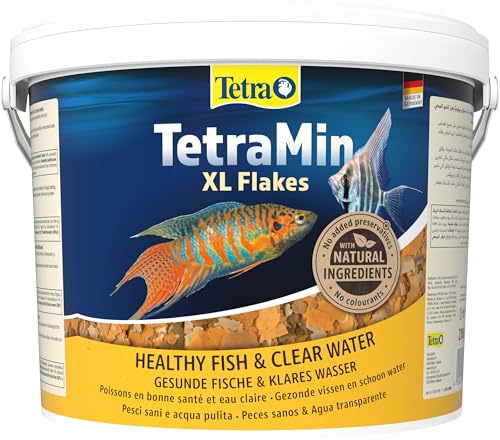 TetraMin XL Flakes - alimento en forma de escamas para todos los peces ornamentales de mayor tamaño, mezcla equilibrada para peces sanos y agua clara, cubo de 10 l