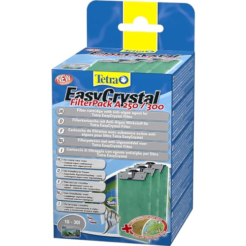Tetra EasyCrystal Filter A250/300 Cartucho de filtro con anti-algae agente algostop, 10-30L, Pack de 3